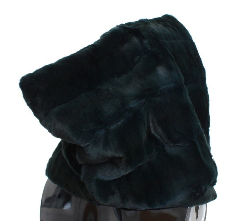 Exclusive Green Weasel Fur Hooded Scarf - ventzia