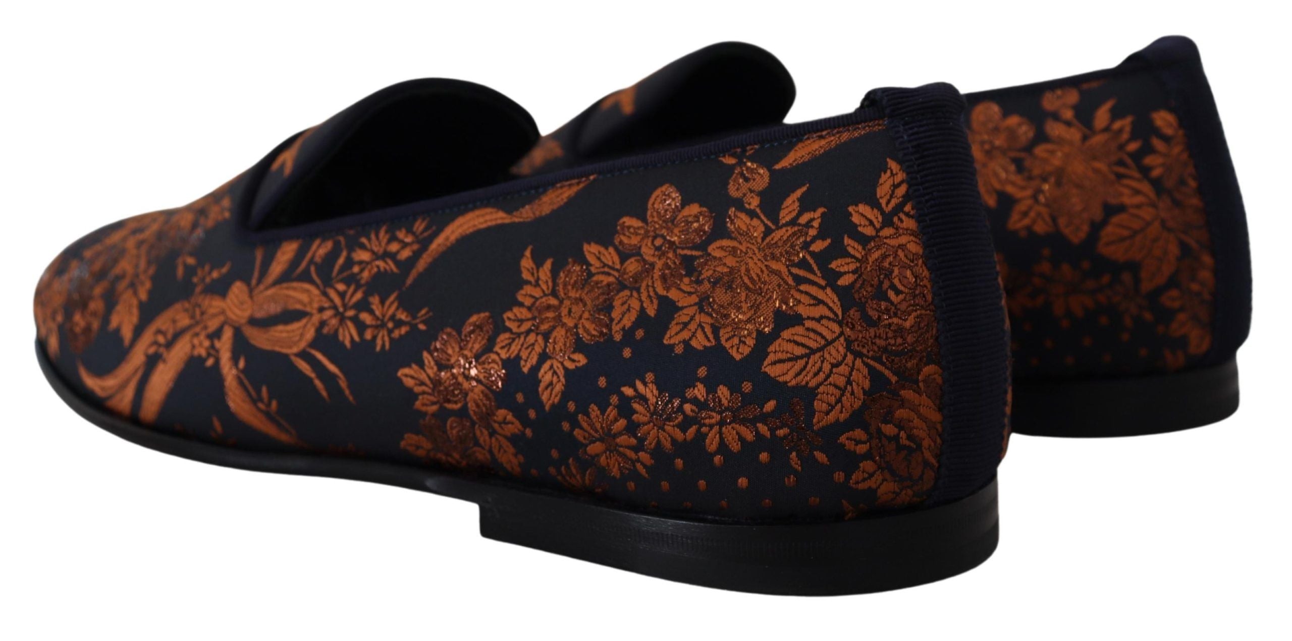 Blue Rust Floral Slippers Loafers Shoes - ventzia