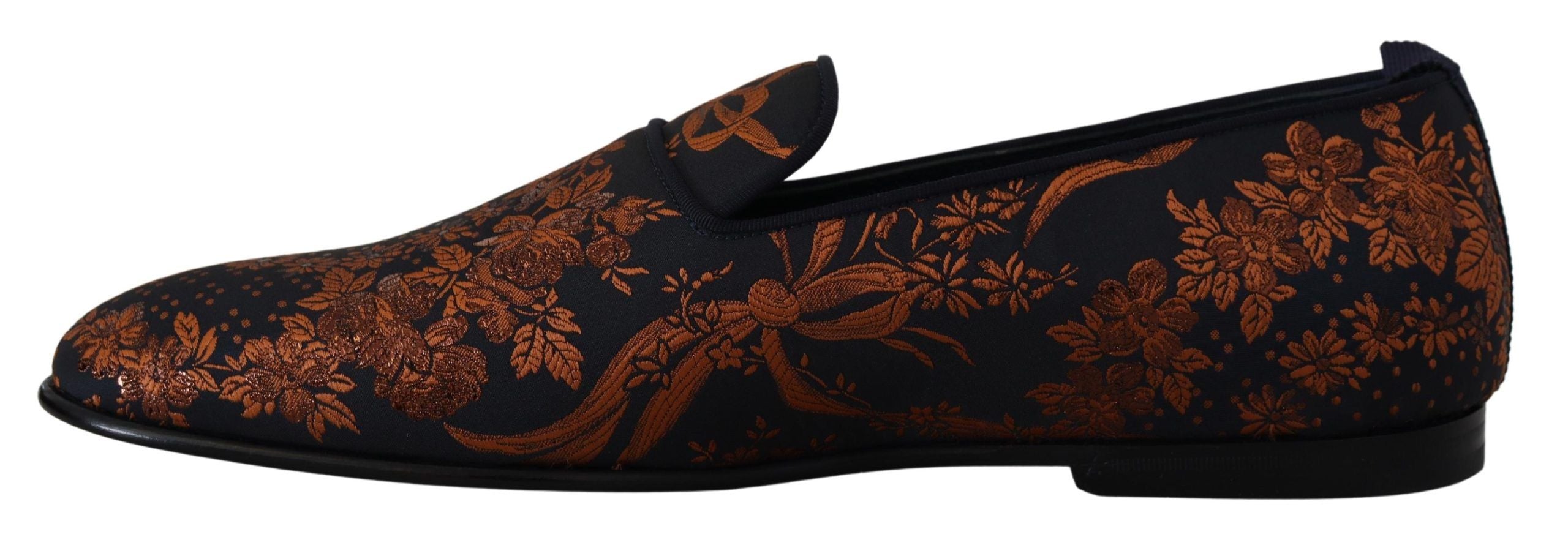 Blue Rust Floral Slippers Loafers Shoes - ventzia