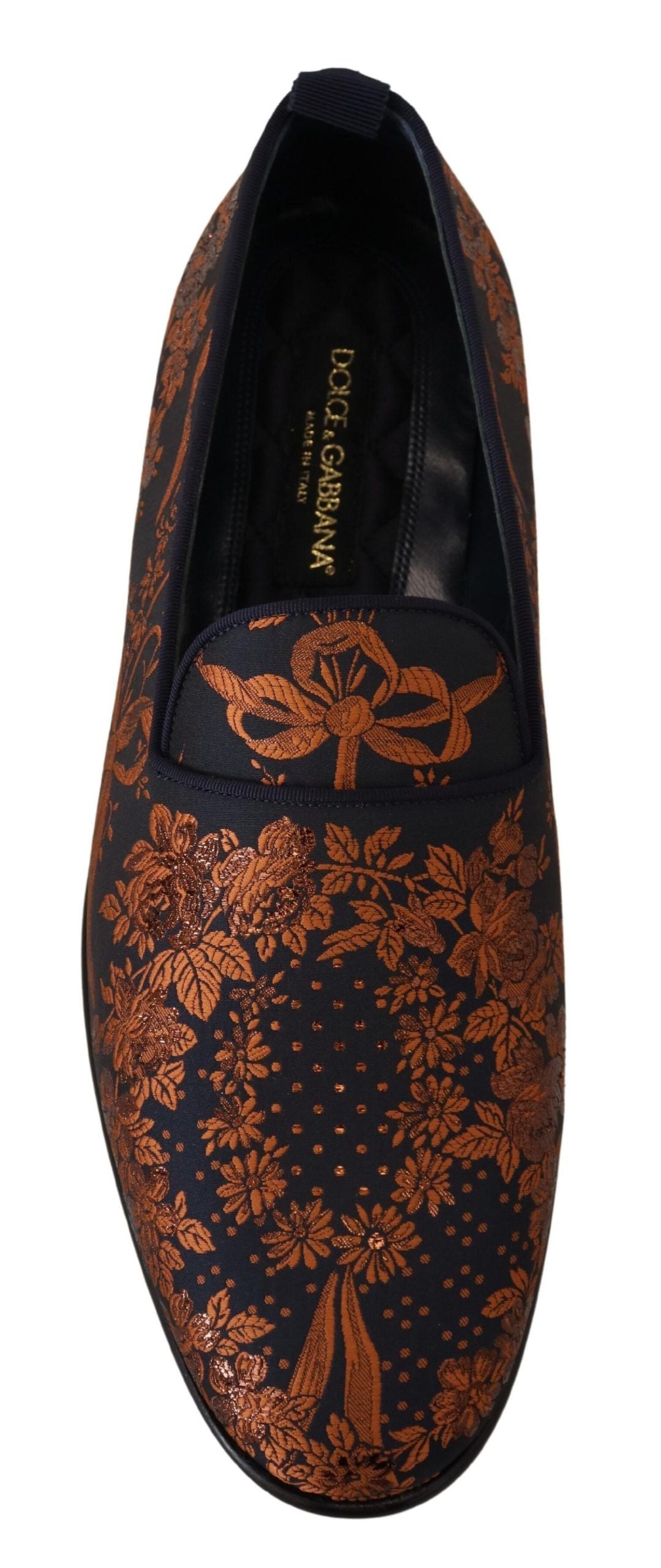 Blue Rust Floral Slippers Loafers Shoes - ventzia