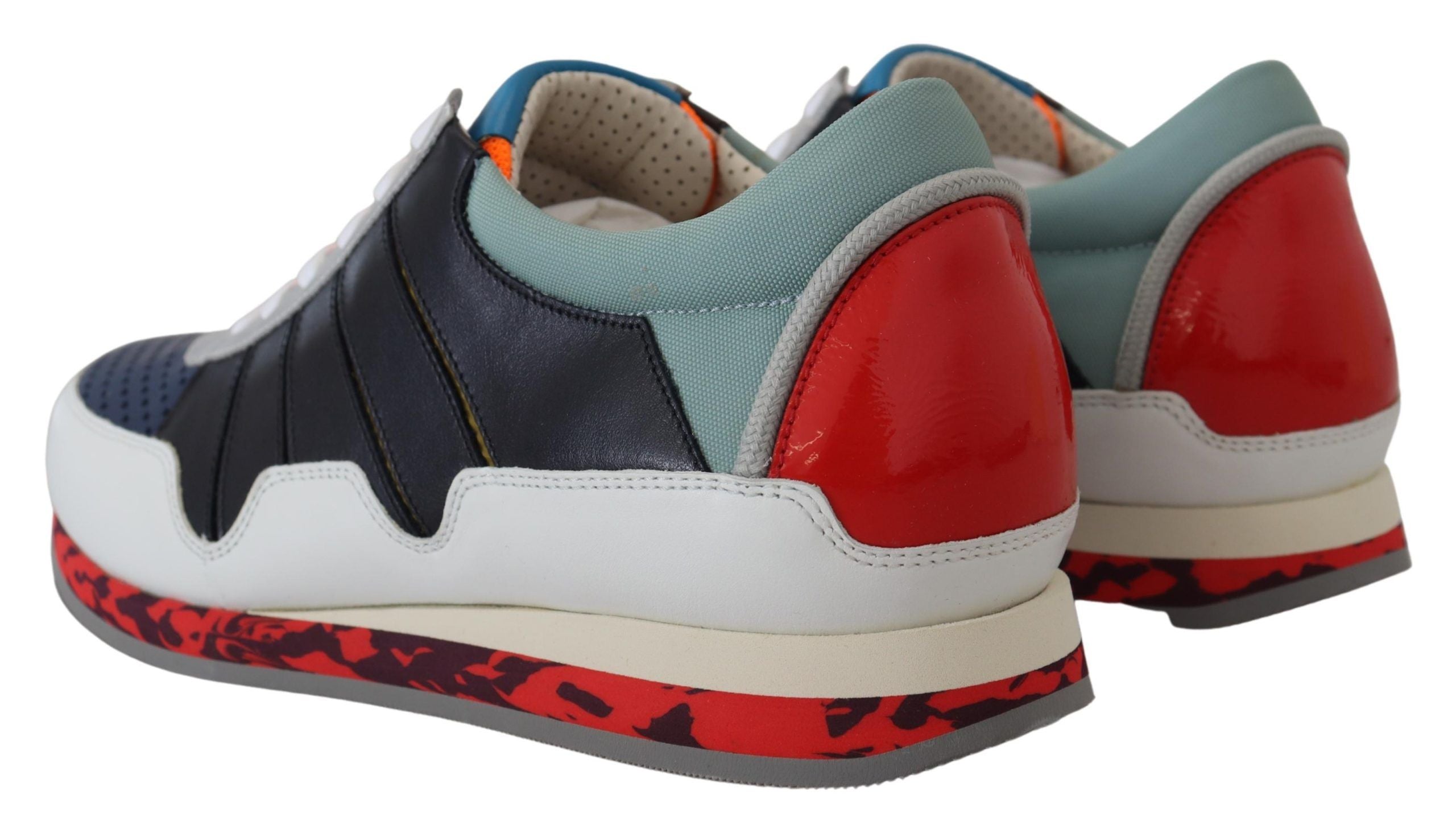 Multicolor Leather Sport Low Top Sneakers - ventzia