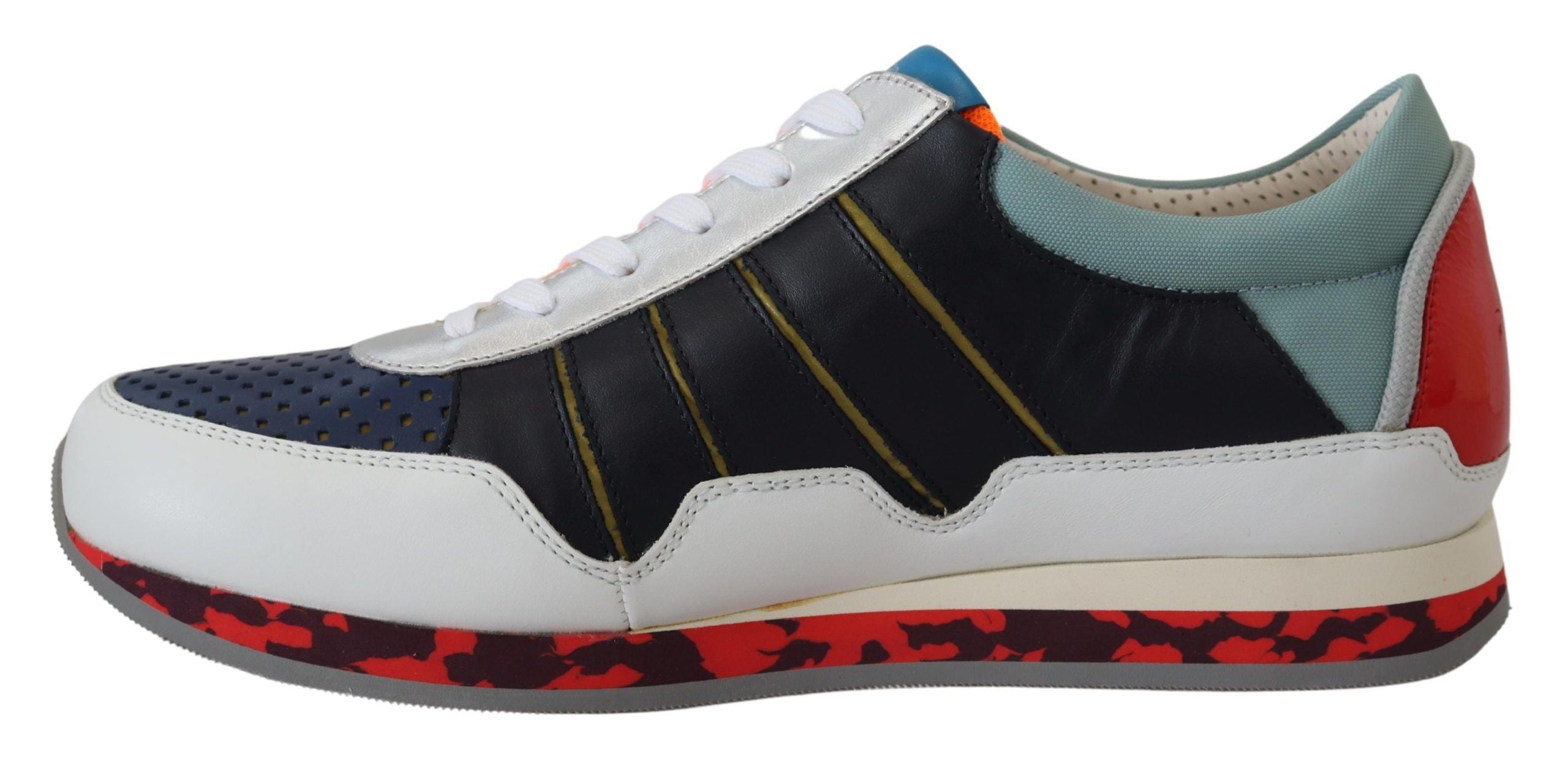Multicolor Leather Sport Low Top Sneakers - ventzia