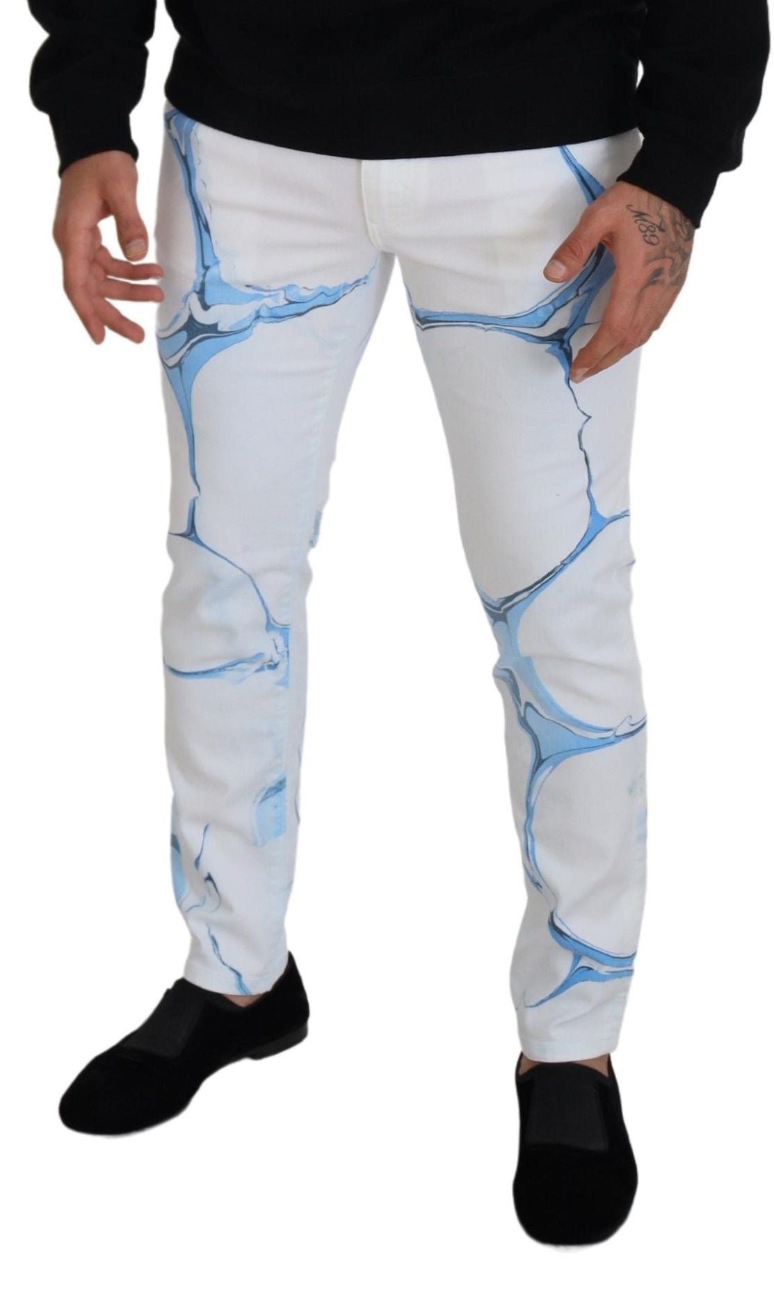 White Blue Denim Cotton Jeans Stretch Skinny Fit Pant - ventzia