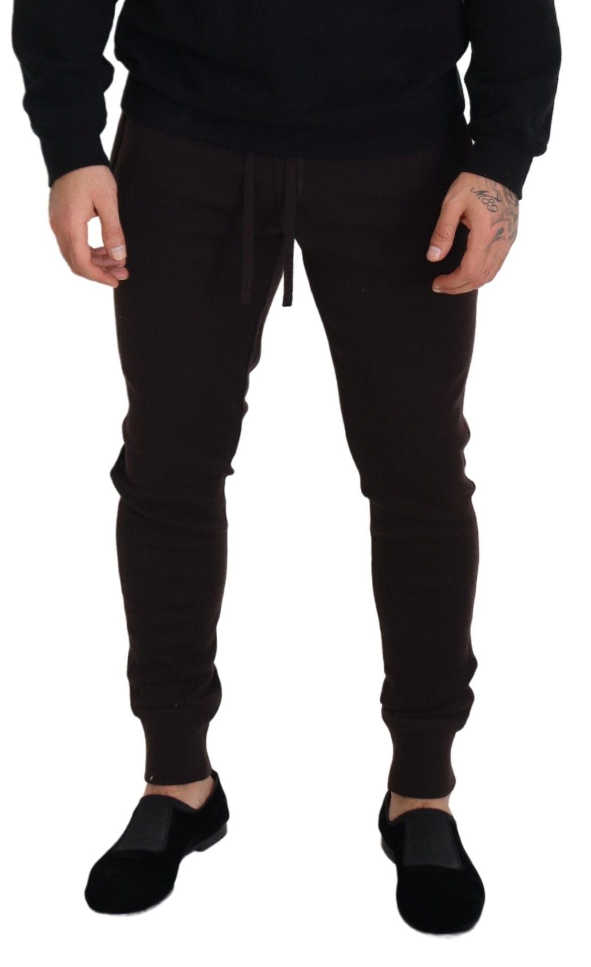 Brown Cashmere Trousers Bottoms Drawstring Pants - ventzia