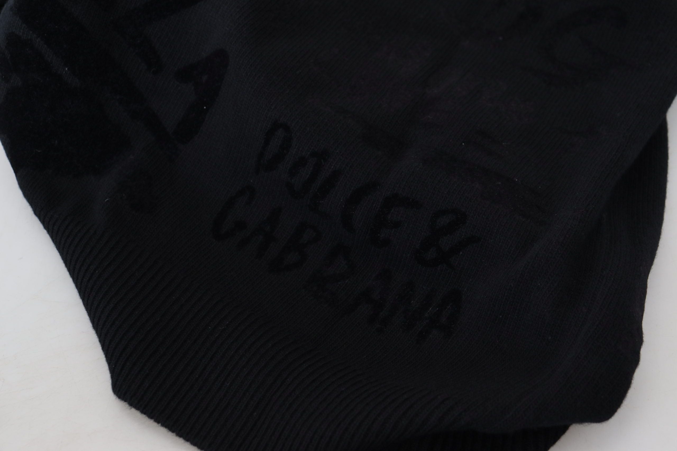 Black Wool Logo Pattern Crewneck Pullover Sweater - ventzia