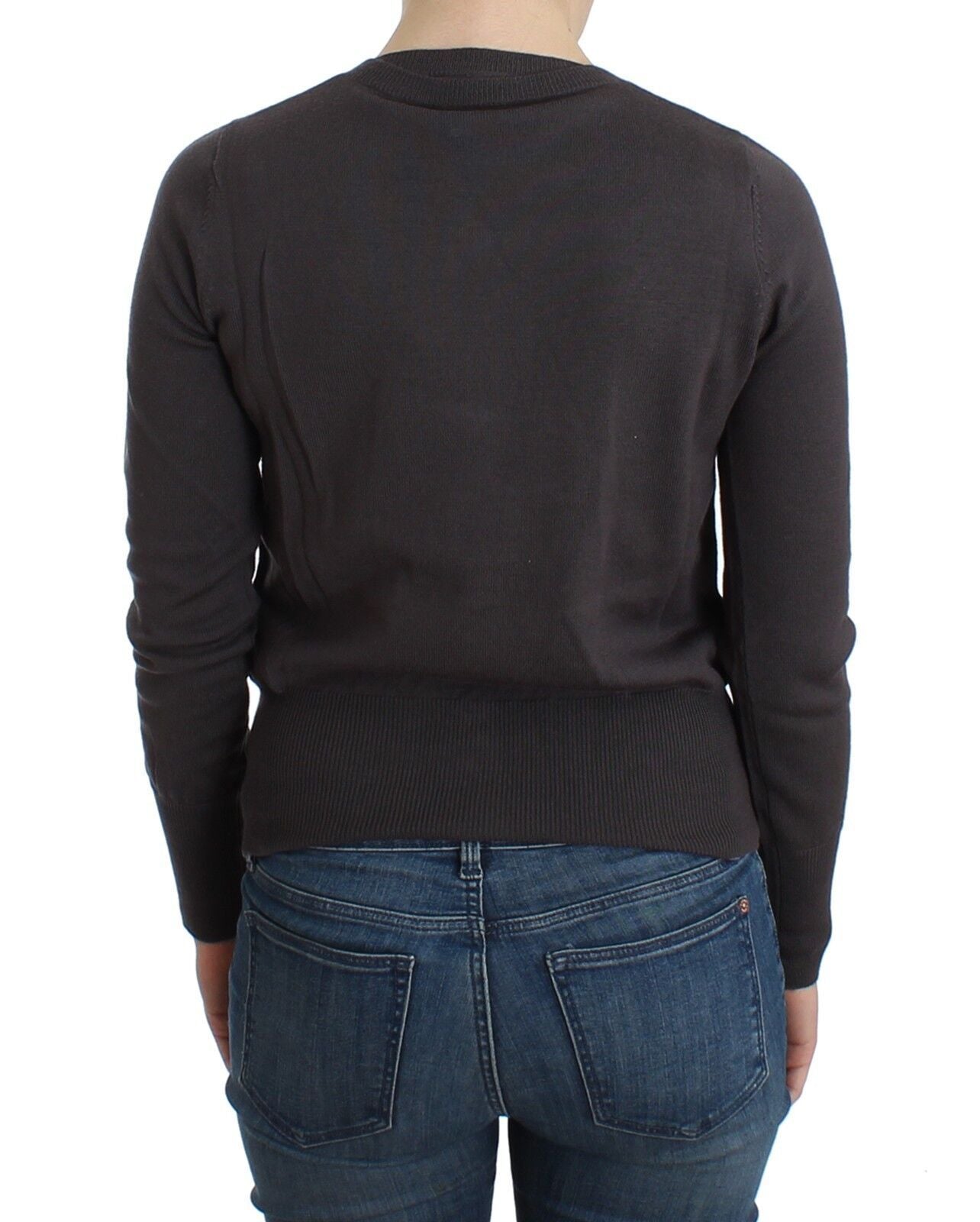 Purple Wool Sequined Cardigan Knit Sweater - ventzia