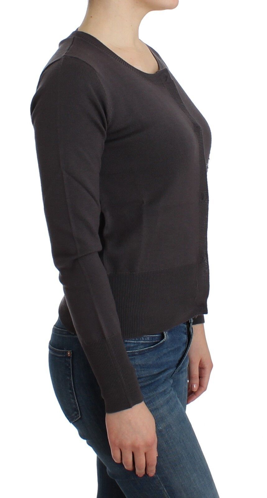 Purple Wool Sequined Cardigan Knit Sweater - ventzia