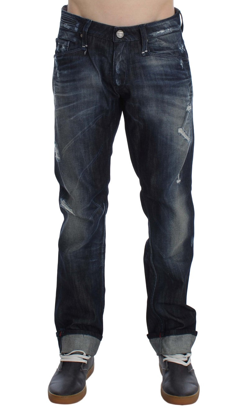 Elegant Regular Straight Fit Blue Jeans - ventzia