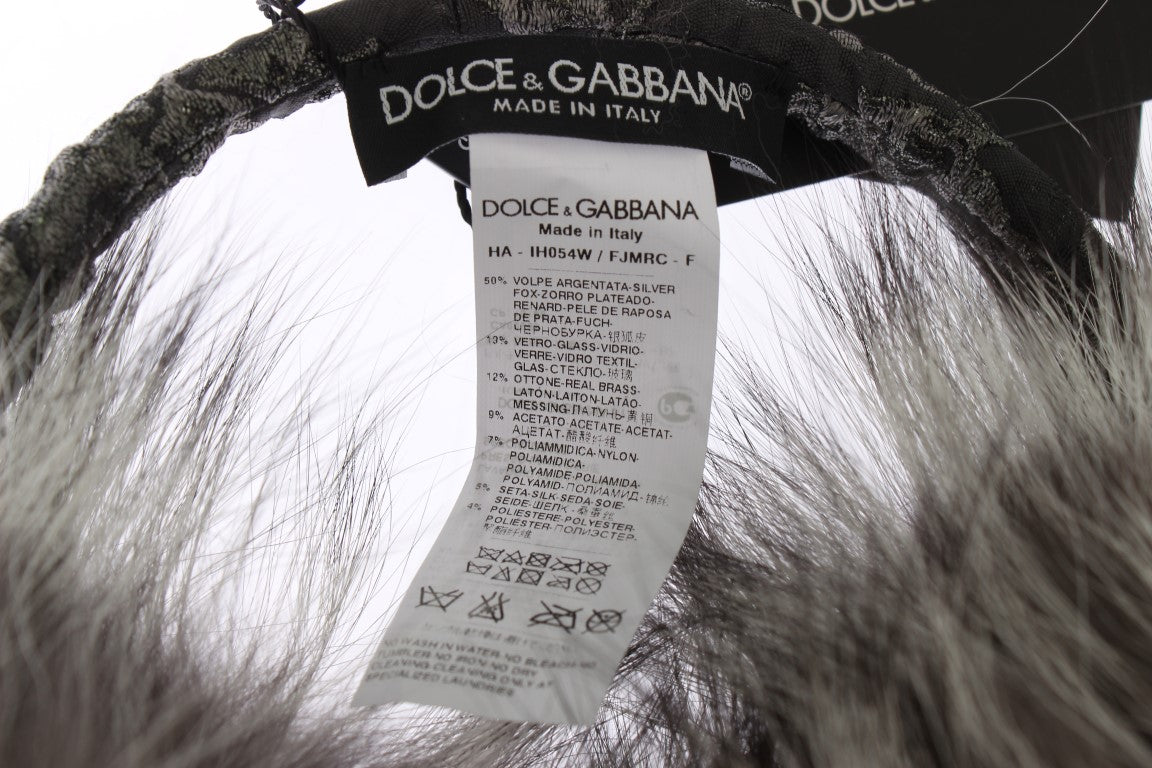 Gray Fox Fur Crystal Ear Muffs - ventzia