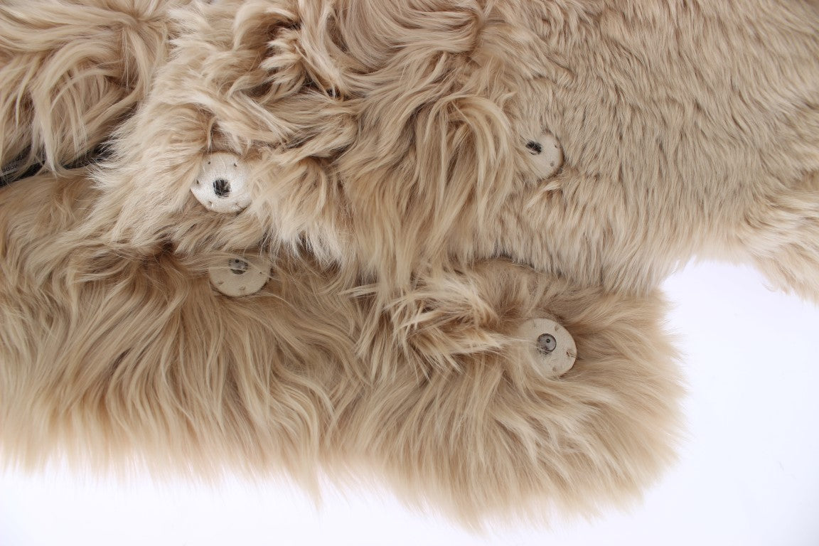 Elegant Alpaca Fur Shoulder Wrap in Beige - ventzia