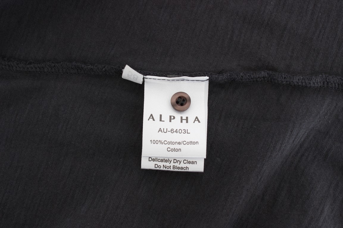 Sleek Gray Casual Cotton Shirt - ventzia