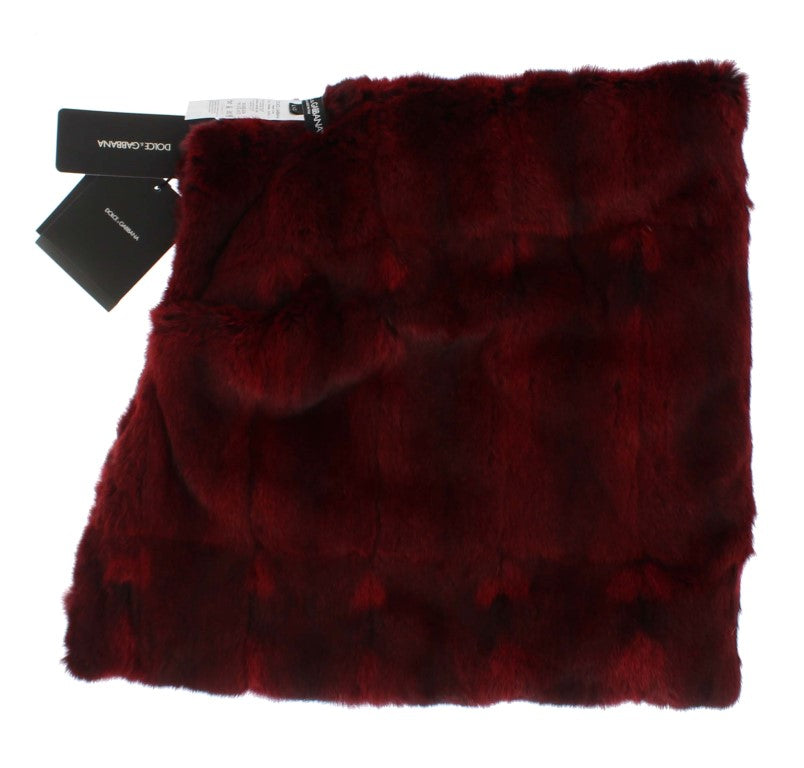 Luxurious Bordeaux Fur Hooded Scarf Wrap - ventzia