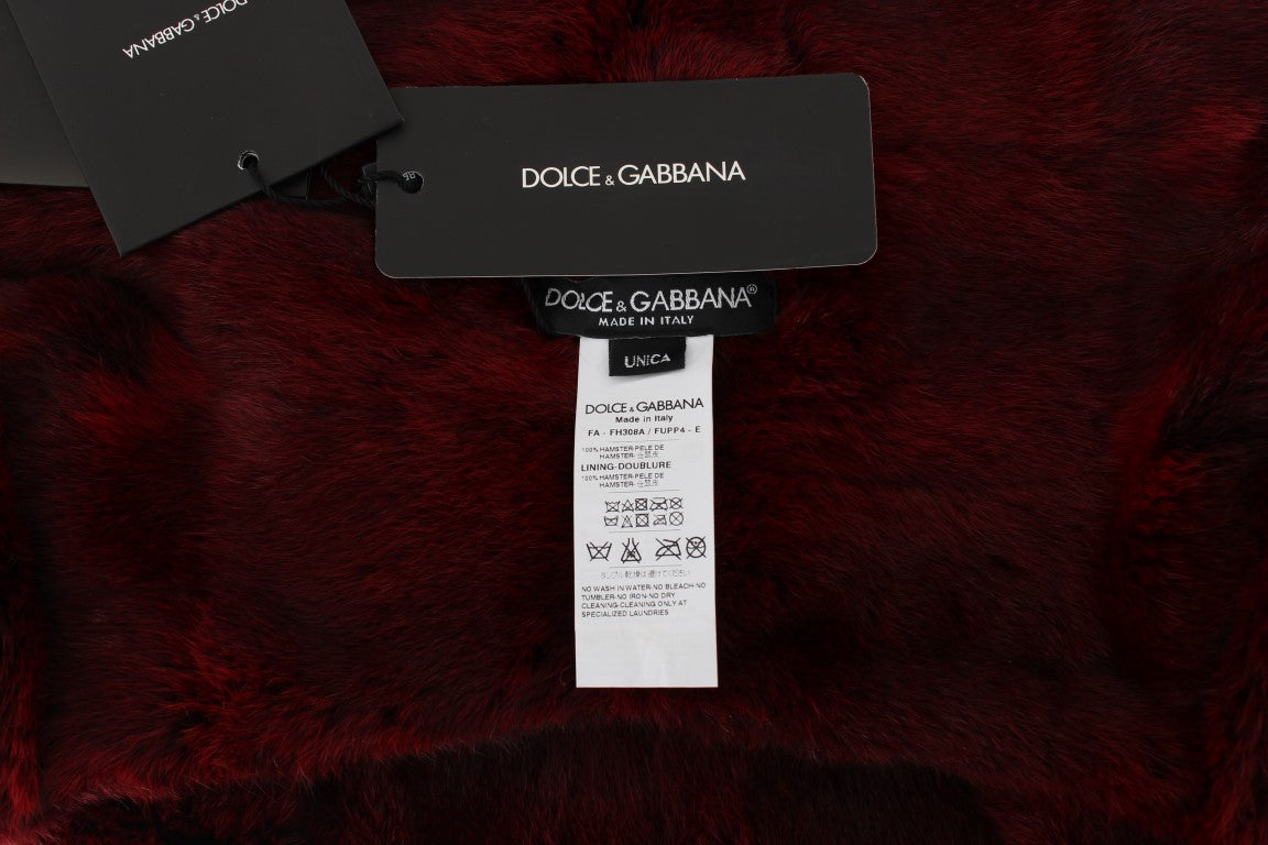 Luxurious Bordeaux Fur Hooded Scarf Wrap - ventzia