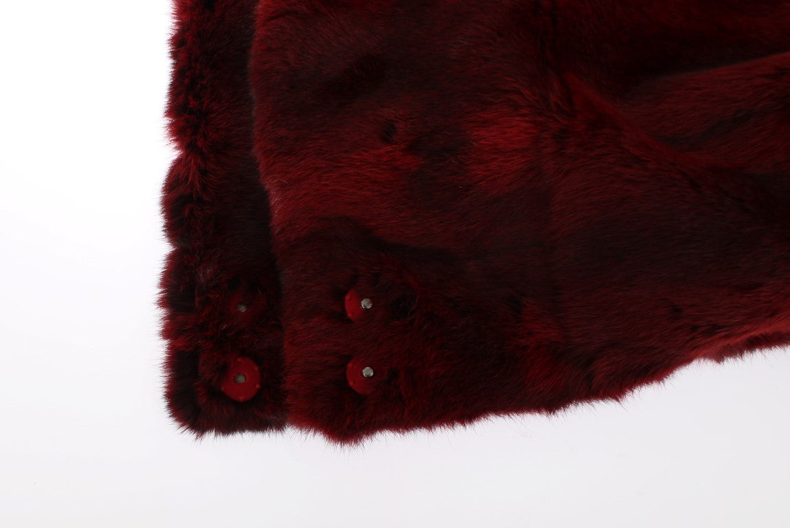 Luxurious Bordeaux Fur Hooded Scarf Wrap - ventzia