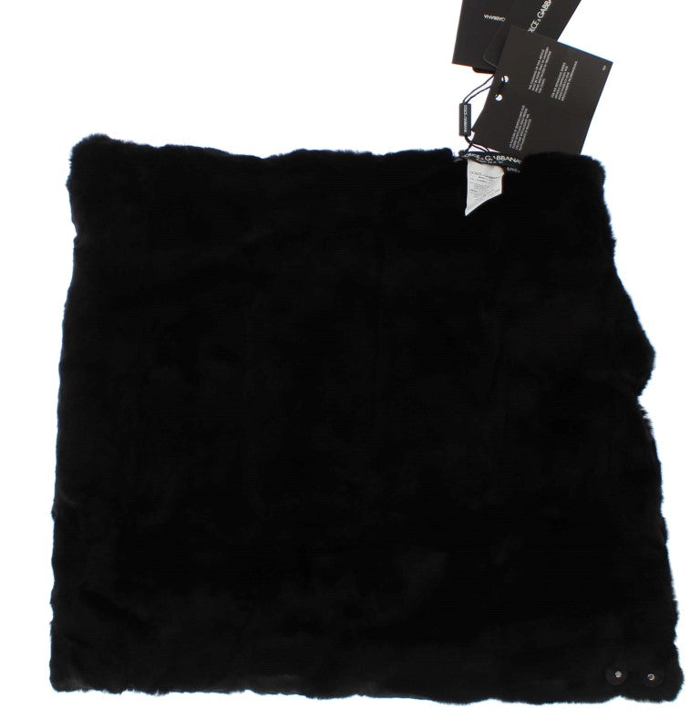 Chic Black Weasel Fur Hooded Scarf Wrap - ventzia