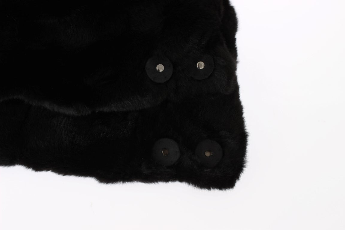 Chic Black Weasel Fur Hooded Scarf Wrap - ventzia
