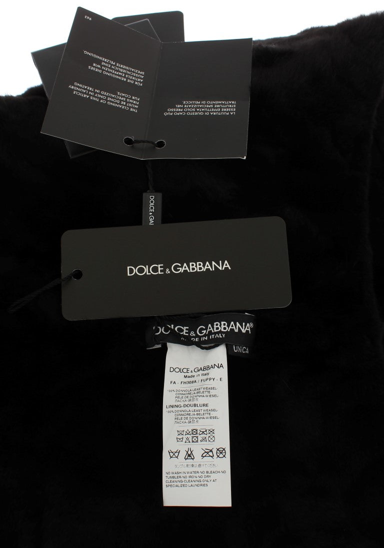 Chic Black Weasel Fur Hooded Scarf Wrap - ventzia