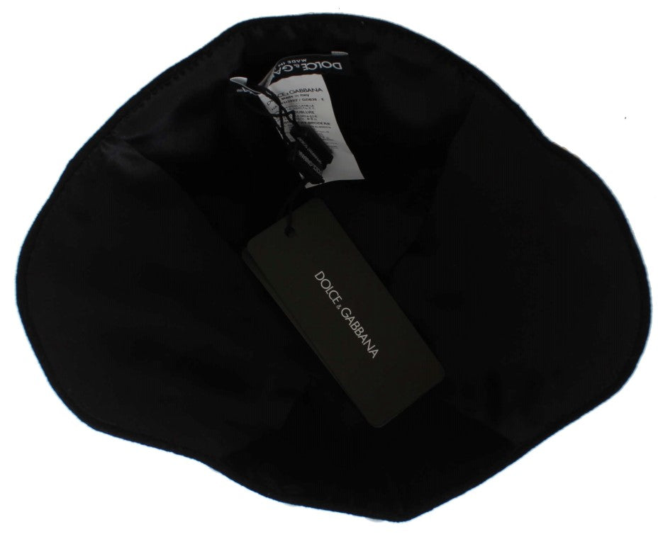 Elegant Black Floral Wool Cloche Hat - ventzia