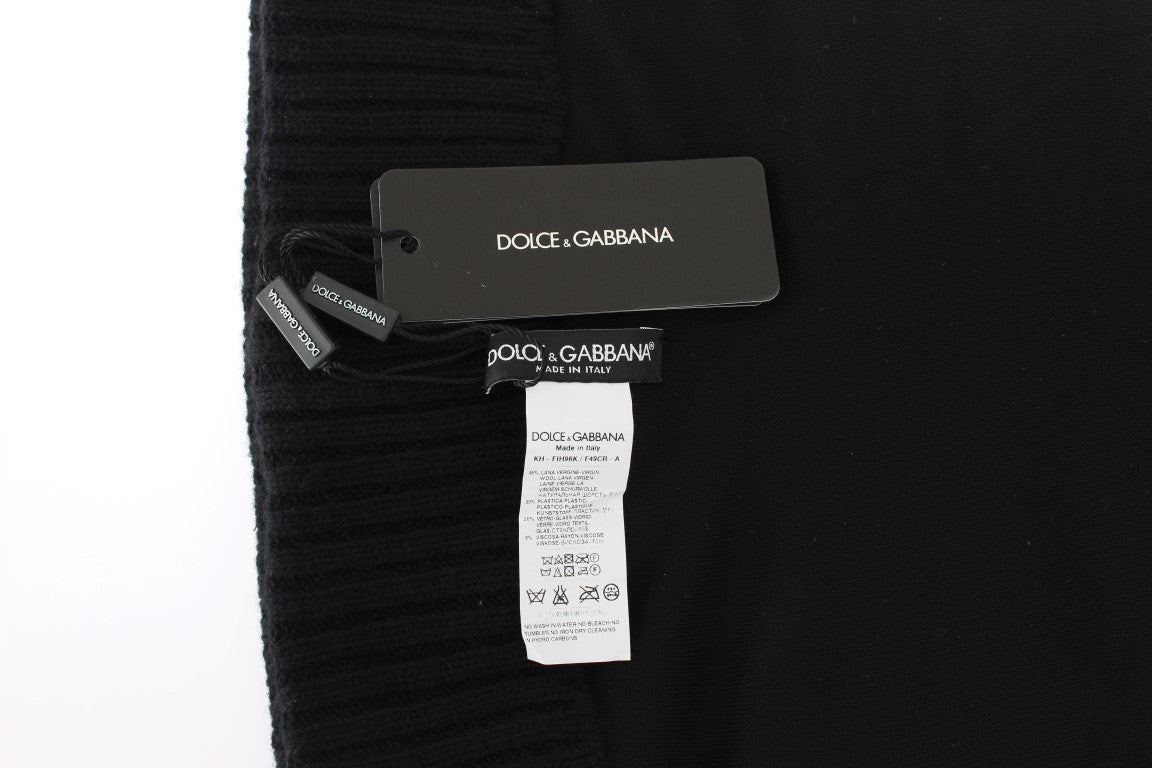 Elegant Black Sequined Hooded Scarf Wrap - ventzia