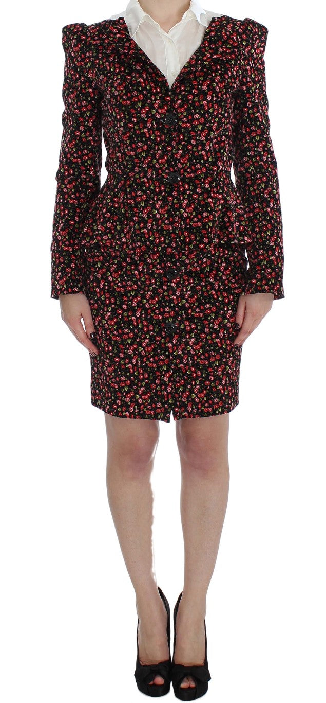 Elegant Floral Two-Piece Skirt Suit Set - ventzia