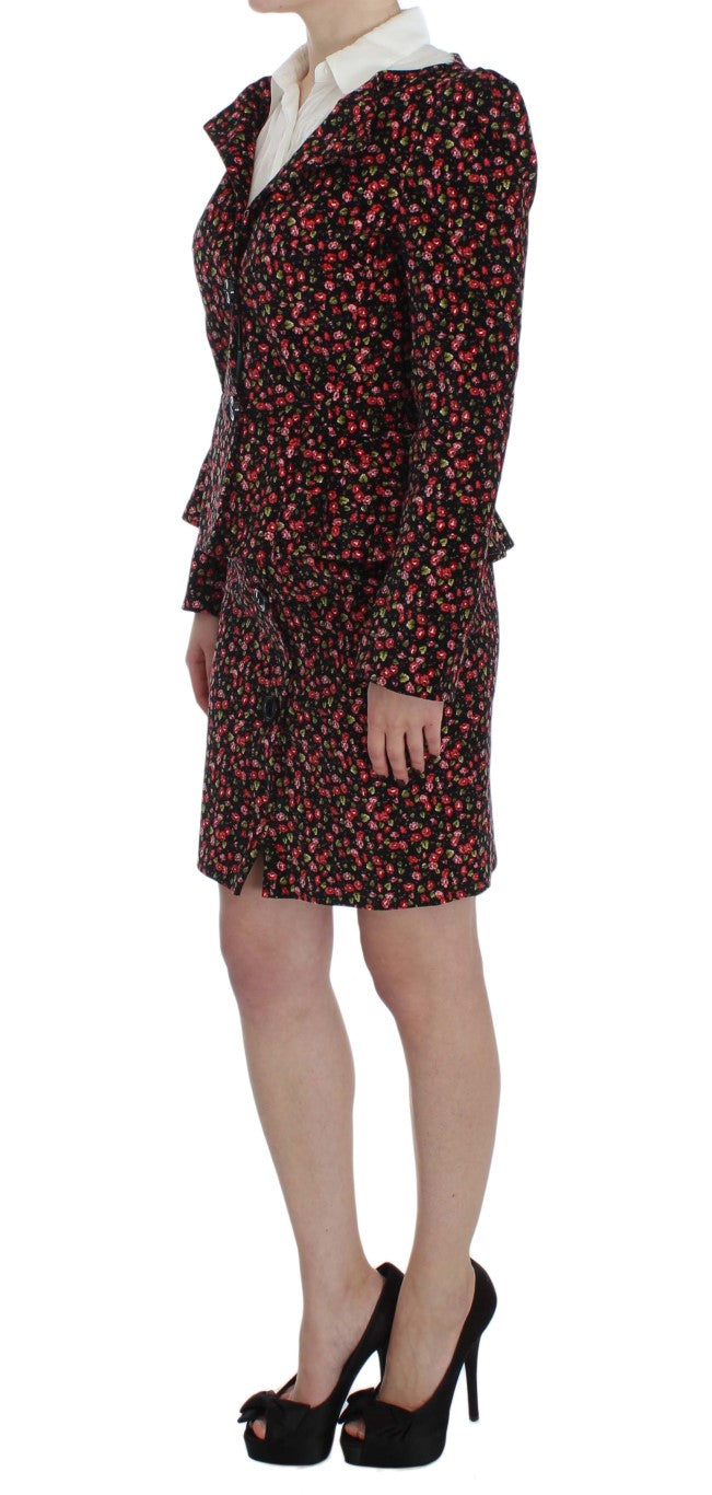 Elegant Floral Two-Piece Skirt Suit Set - ventzia