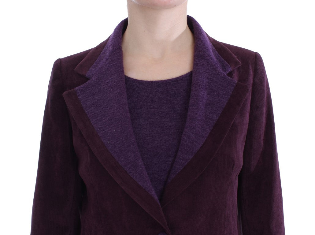 Elegant Purple Wool Blend Three Piece Suit Set - ventzia