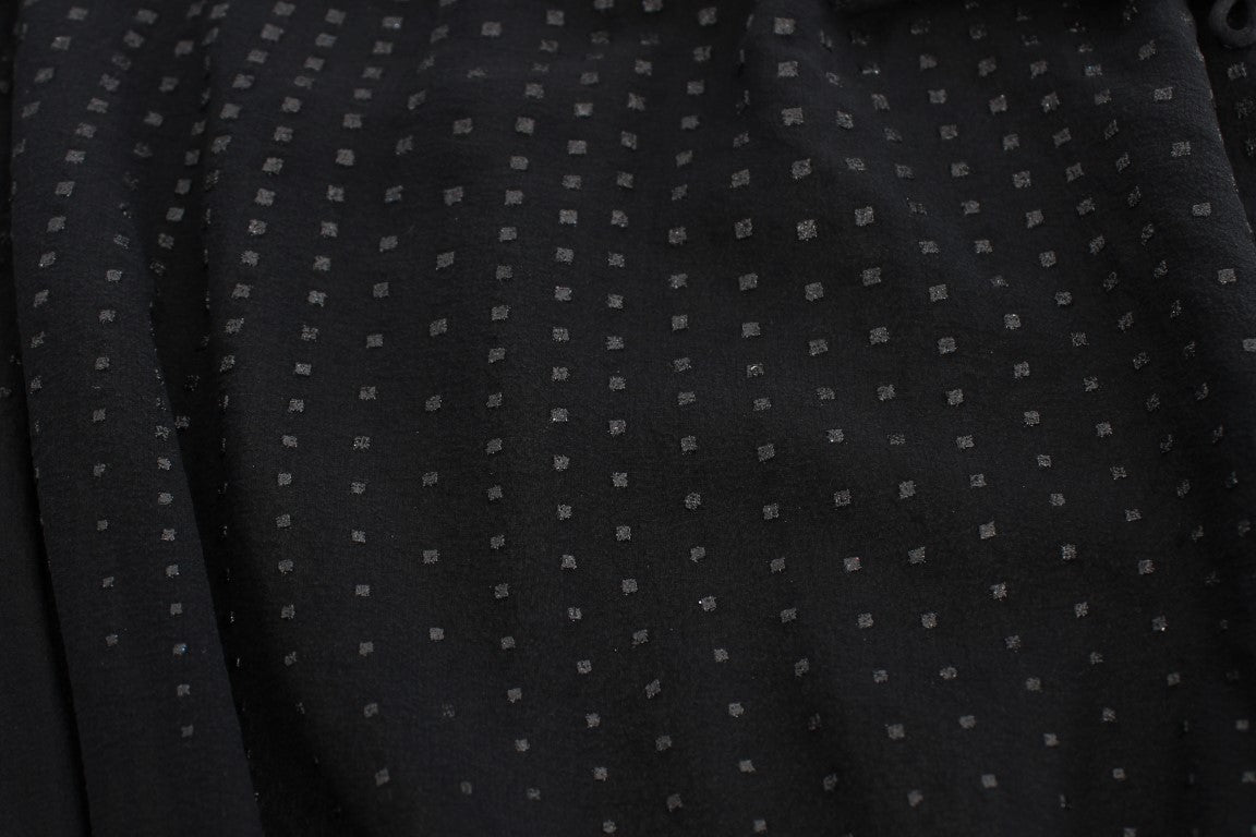 Elegant Black Evening Wrap Top Blouse - ventzia