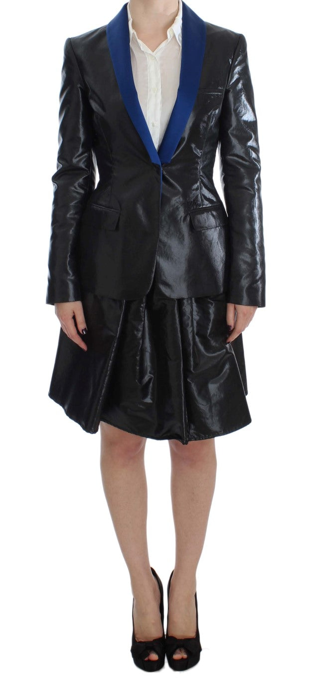 Elegant Two-Piece Black Skirt Suit - ventzia