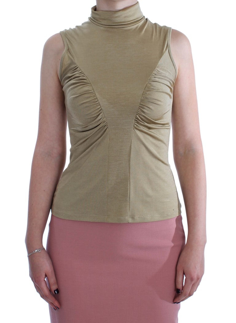 Glamorous Gold Turtleneck Vest Top - ventzia