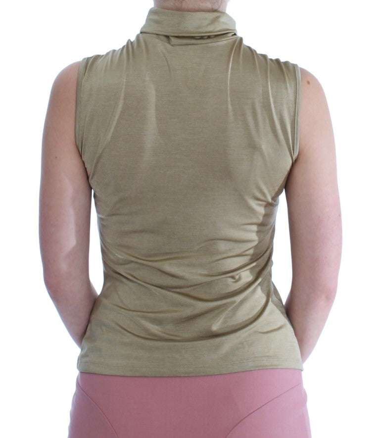 Glamorous Gold Turtleneck Vest Top - ventzia