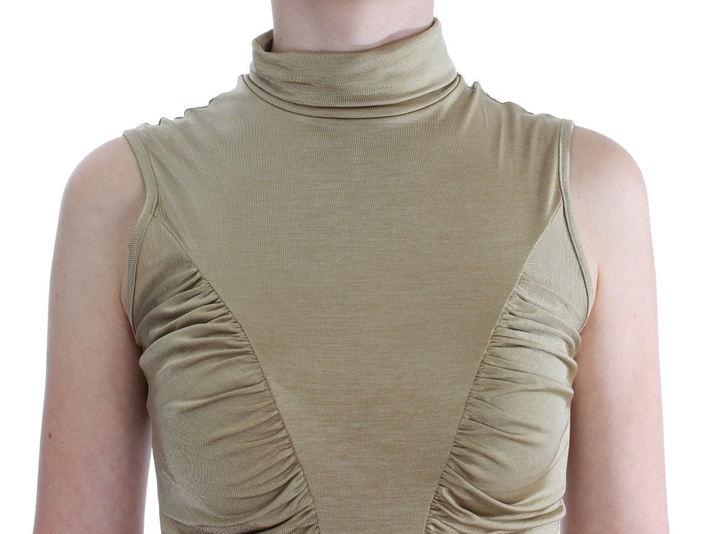 Glamorous Gold Turtleneck Vest Top - ventzia