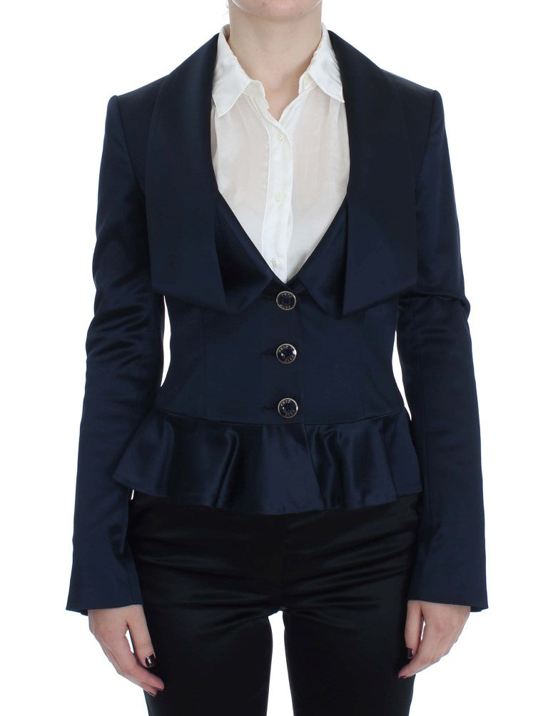 Elegant Blue Blazer Jacket with Designer Flair - ventzia