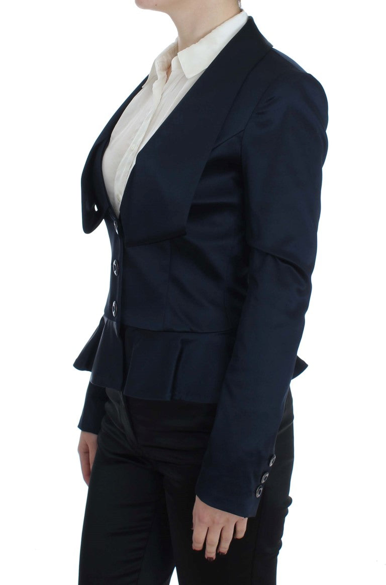 Elegant Blue Blazer Jacket with Designer Flair - ventzia