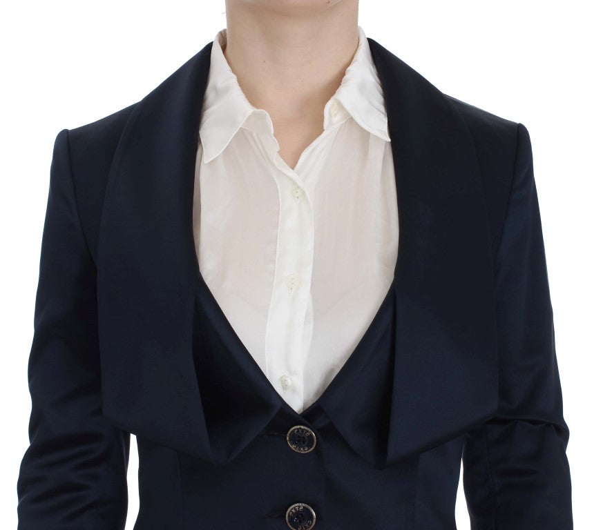 Elegant Blue Blazer Jacket with Designer Flair - ventzia