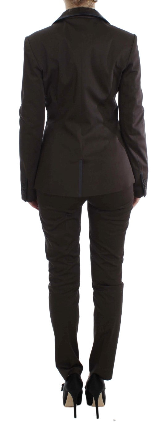 Chic Brown Cotton-Elastane Suit Set - ventzia