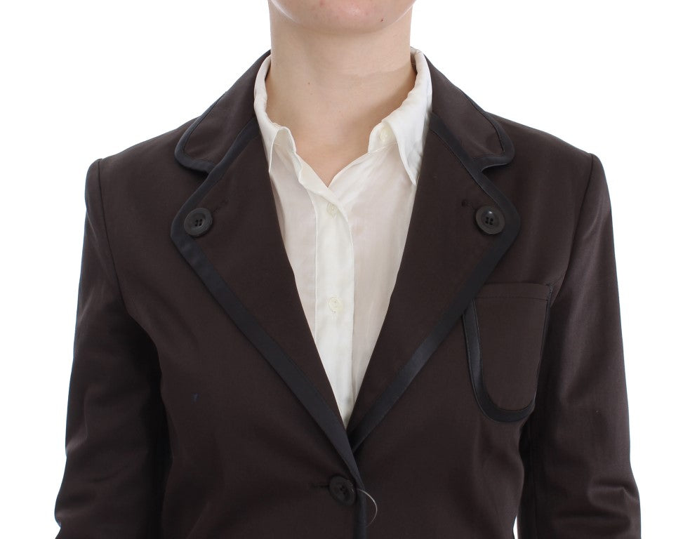 Chic Brown Cotton-Elastane Suit Set - ventzia