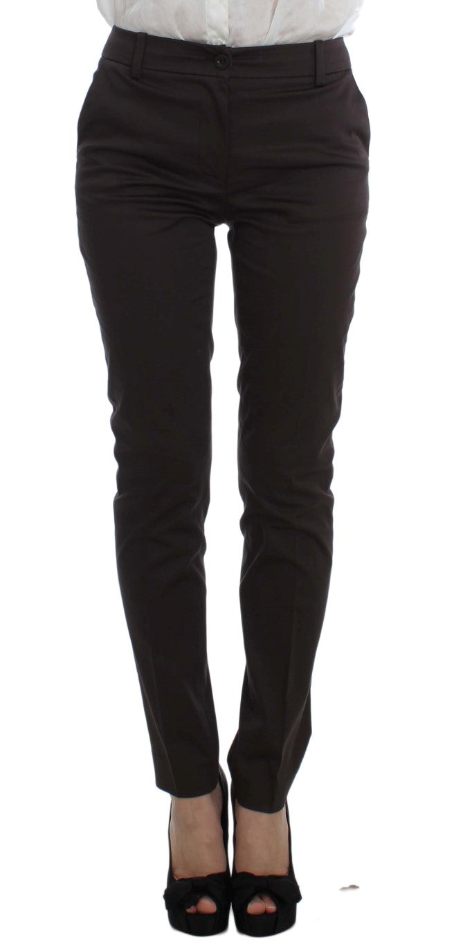 Chic Brown Cotton-Elastane Suit Set - ventzia