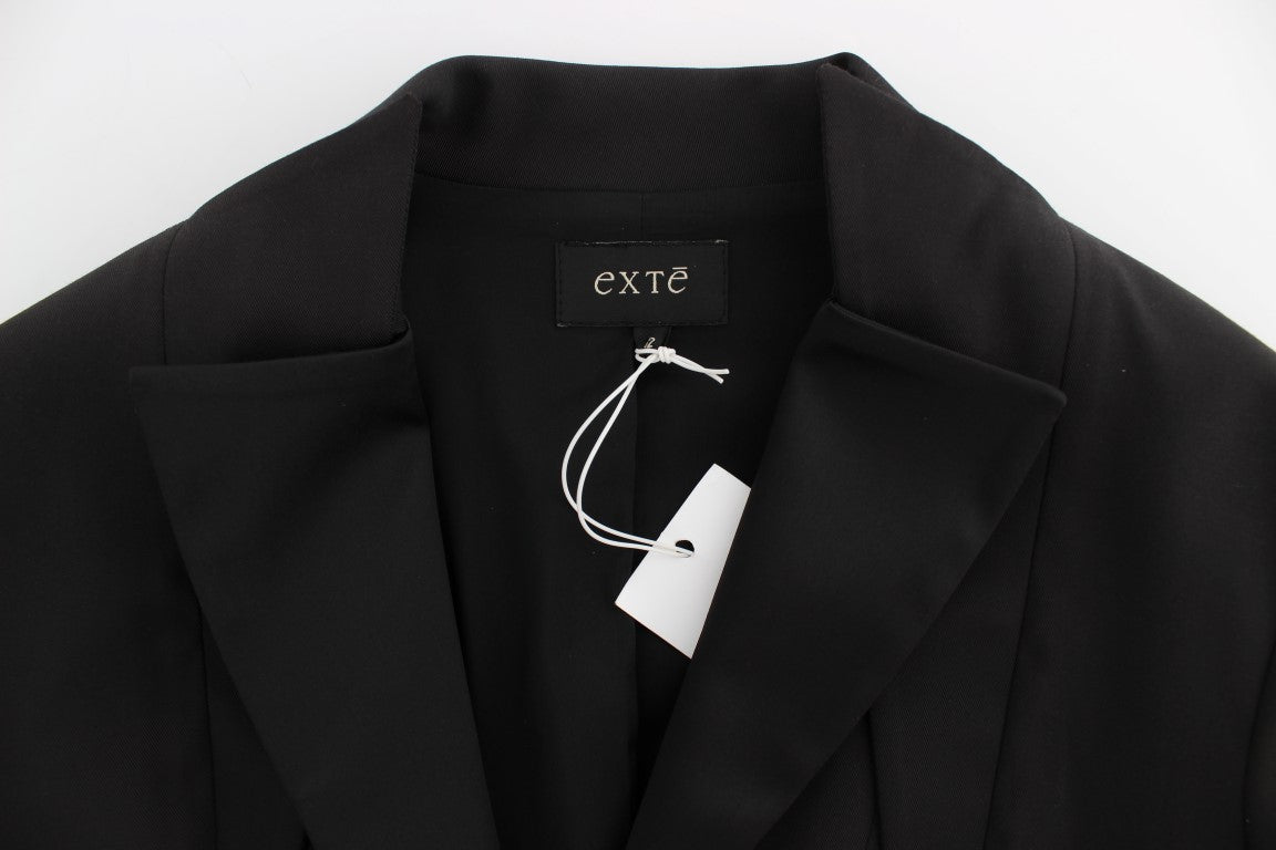 Elegant Black Stretch Blazer Jacket - ventzia