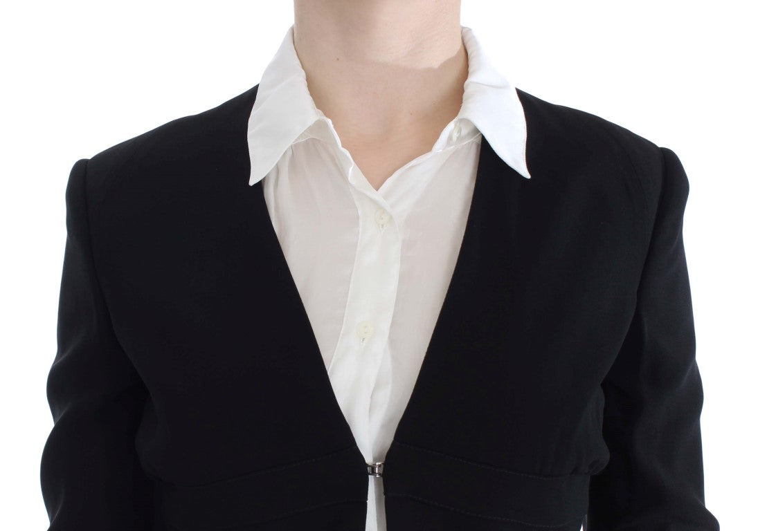 Elegant Two-Piece Skirt Suit in Black & Blue - ventzia