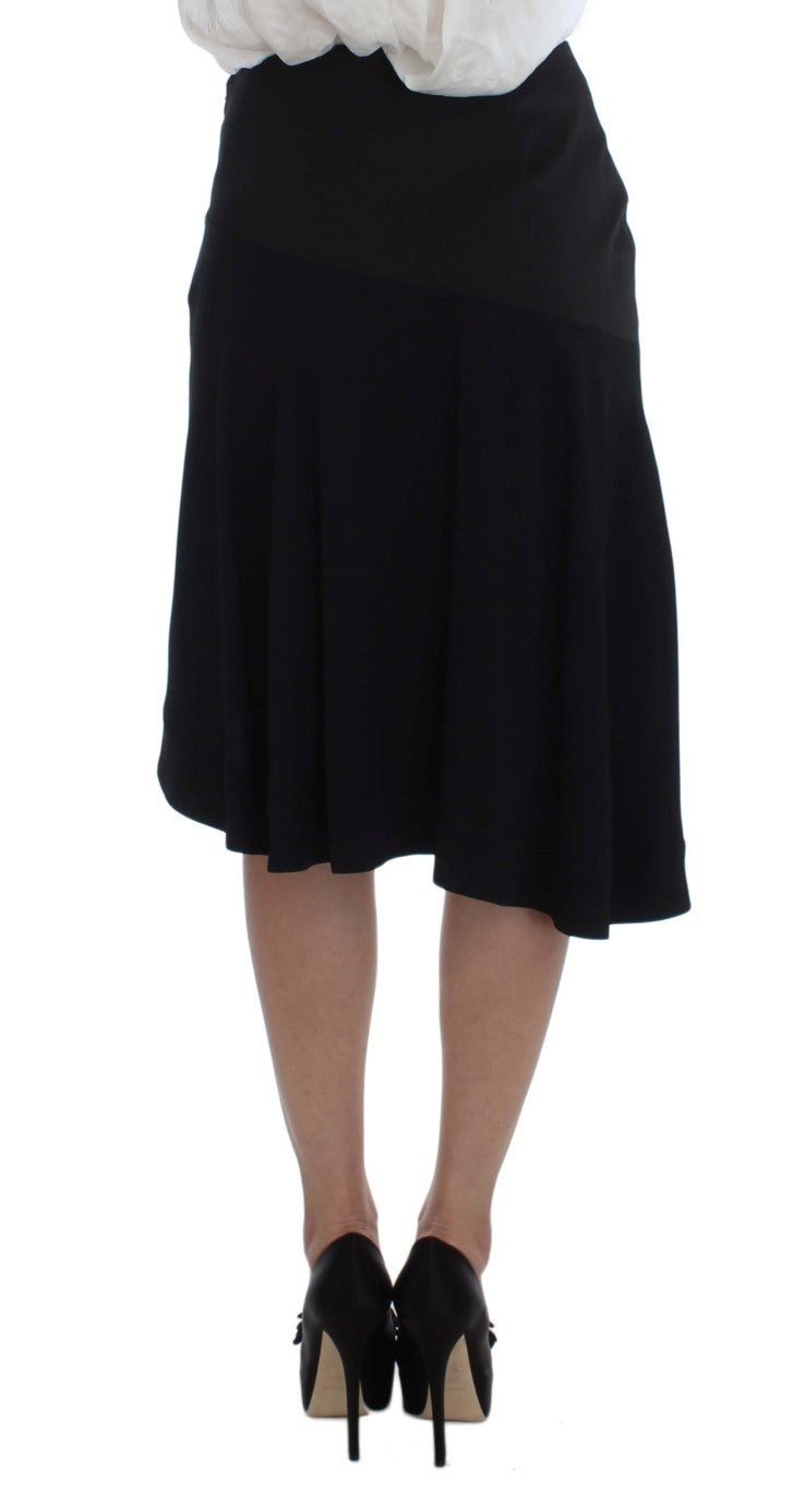 Elegant Two-Piece Skirt Suit in Black & Blue - ventzia