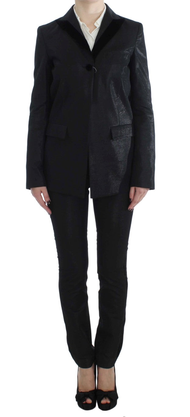 Elegant Three-Piece Black Pants Suit - ventzia