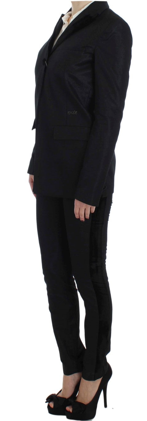 Elegant Three-Piece Black Pants Suit - ventzia