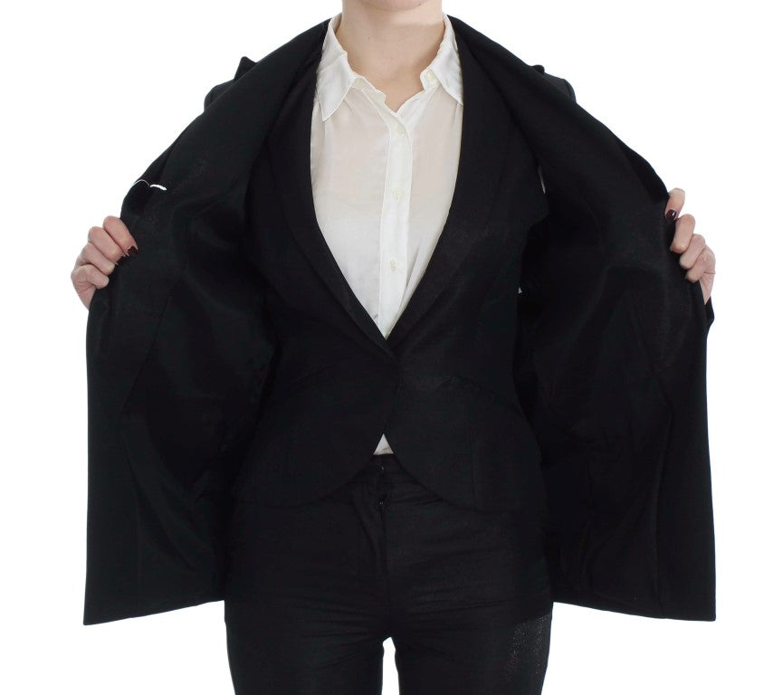 Elegant Three-Piece Black Pants Suit - ventzia