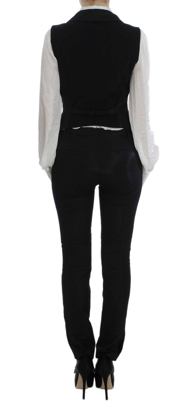 Elegant Three-Piece Black Pants Suit - ventzia