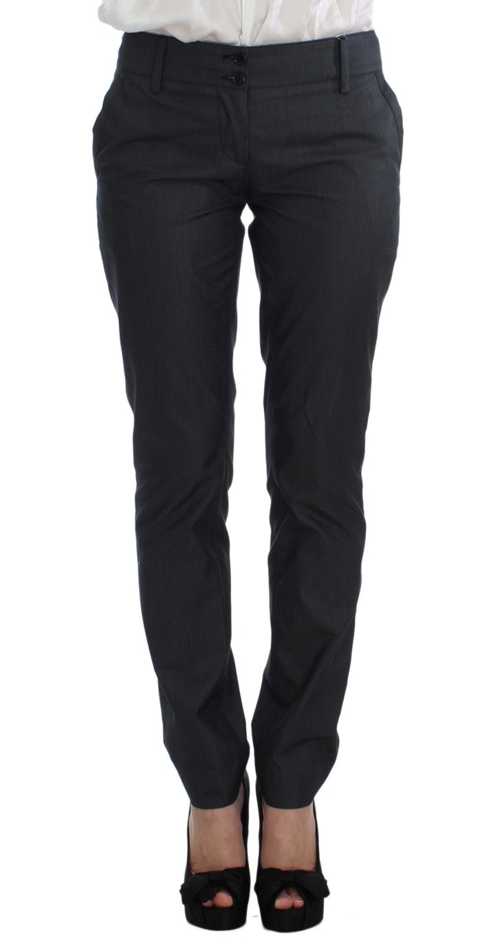 Chic Gray Cotton Blend Pantsuit Ensemble - ventzia