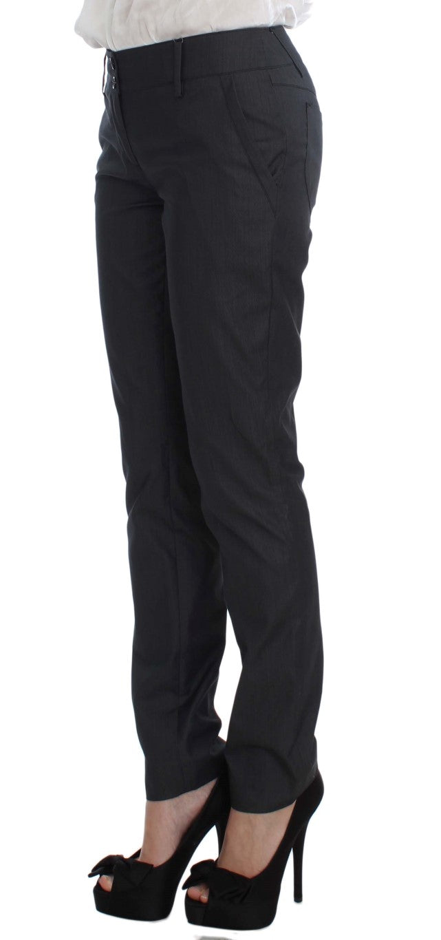 Chic Gray Cotton Blend Pantsuit Ensemble - ventzia
