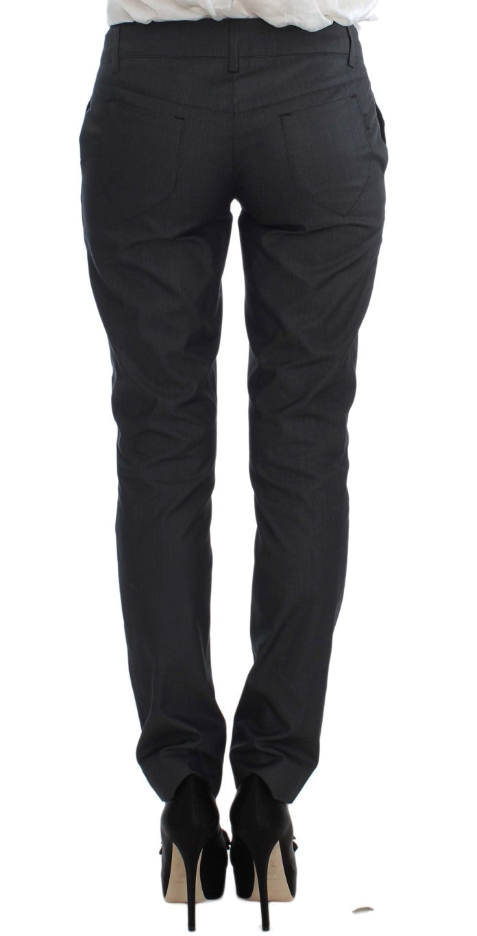 Chic Gray Cotton Blend Pantsuit Ensemble - ventzia