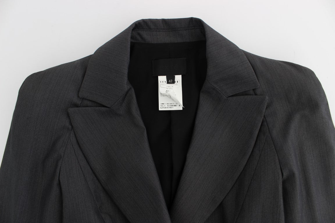Chic Gray Cotton Blend Pantsuit Ensemble - ventzia