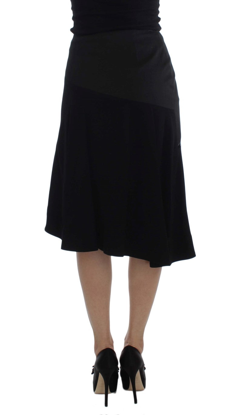 Chic Black and Blue Cotton Blend Skirt - ventzia