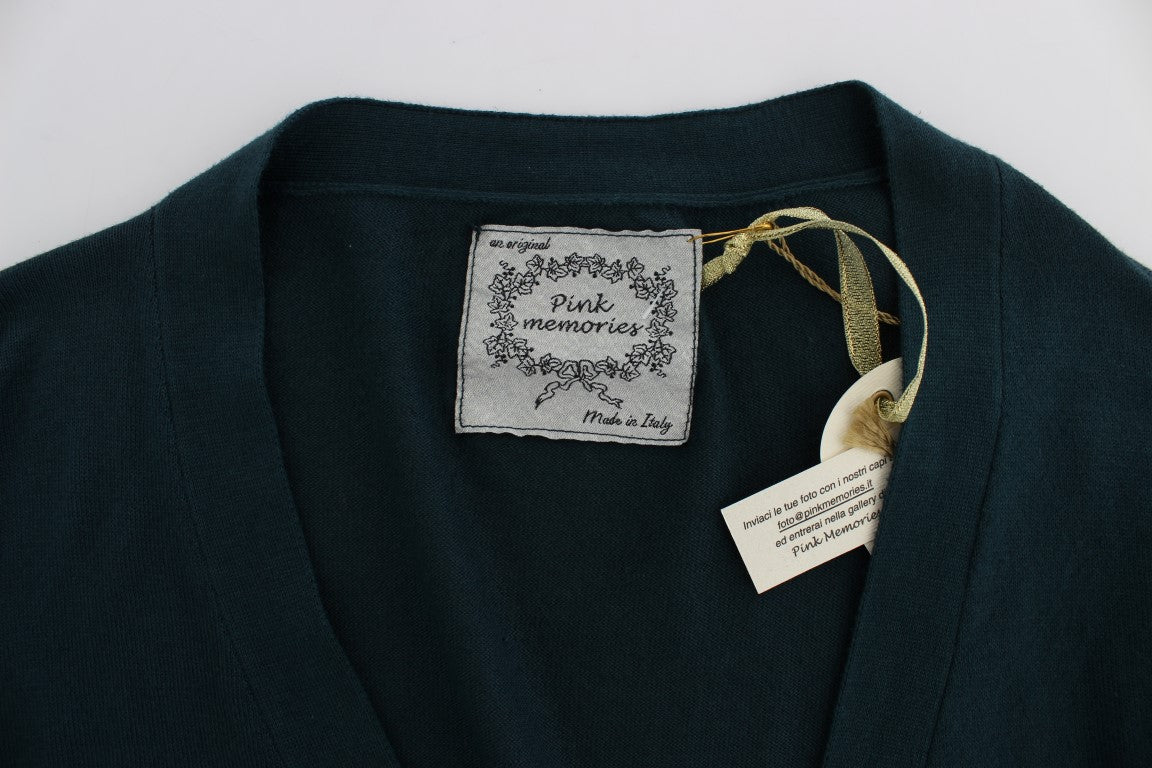 Elegant Green Cotton Cardigan Sweater - ventzia